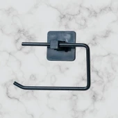 Kendiliğinden Yapışkanlı Siyah Paslanmaz Metal Kapaksız Tuvalet Kağıtlığı Aparatı - 1