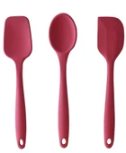 PinkRose Büyük Boy Kırmızı Silikon Spatula + Kaşık Set - 2