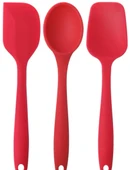 PinkRose Büyük Boy Kırmızı Silikon Spatula + Kaşık Set - 1