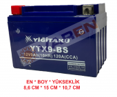 12 V 9 AH AMPER YTX9 BS YİĞİT AKÜ MOTOSİKLET AKÜSÜ - 1