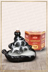 Geri Akışlı Şelale Temalı Siyah Tütsülük No:11 Ve Sandalwood Konik Tütsü 40 Adet - 1