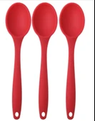 PinkRose Büyük Boy Yanmaz Yapışmaz Kırmızı Silikon Kaşık Set 3 Lü - 1