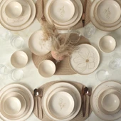 Keramika Taupe Bloom Nordıc Yemek Takımı 24 Parça 6 Kişilik 22519-20-28-29 - 2