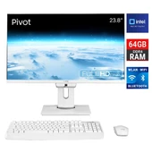 Turbox TAxPro66 i7 14700 64GB DDR4 2TB M.2 NVMe 23.8 inç FHD Pivot BTH Webcam WiFi All in One PC - 1
