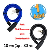 Bisiklet Halat Zincir Kilidi 80 cm Çelik Kilit Çap 10 mm Ø  Hırsız Önleme Güvenlik 1 Adet thumbnail 1