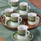 GÜRAL PORSELEN Camelia 12 Parça 6 Kişilik Bone Türk Kahvesi Fincan Takımı - 2351 - 1