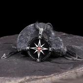 ZİRKON TAŞLI PUSULA MODEL 925 AYAR GÜMÜŞ KOLYE thumbnail 1