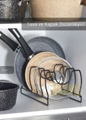 Tava Kapak Düzenleyici Paslanmaz 5 Bölmeli Tabaklık Siyah - 1