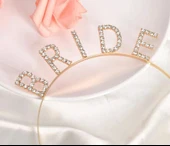 Nessiworld Altın Gold Renk Bekarlığa Veda Kristal Taş Bride Tacı İthal 16x10 cm thumbnail 3