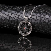 925 AYAR GÜMÜŞ ZİRKON TAŞLI PUSULA MODEL KOLYE thumbnail 3