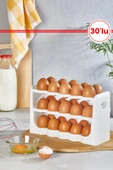 Flosoft 30’lu Yumurta Organizer, 30 Bölmeli 3 Katlı Yumurtalık Buzdolabı Raf Düzenleyici Kutu thumbnail 1