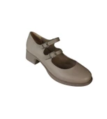 YAZKIŞ Kadın Ten Atkılı Küt Burun Kolej 4cm Topuklu Ayakkabı thumbnail 1