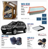 Dacia Duster 1.5 DCI Bakım Seti, Wunder Motor Yağı Dpf 5W-30 5L, Hava Filtresi WH830, Yağ Filtresi WY725, Polen Filtresi WP805, Yakıt Filtresi WB813 5Lİ BAKIM SETİ - 1