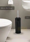 Paslanmaz Tuvalet Fırçası Mikro Wc Klozet Fırçası Siyah - 1