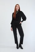 Kadın Beli Lastikli Likralı Esnek Jean Pantolon Siyah - 2