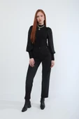 Kadın Beli Lastikli Likralı Esnek Jean Pantolon Siyah - 3