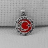 Gravür İşlemeli 925 Ayar Gümüş Küçük Boy Ay Yıldız Kolye Ucu thumbnail 2