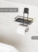 Paslanmaz Raflı Tuvalet Kağıdı Askılığı Wc Kağıtlık Tutucu Siyah - 1