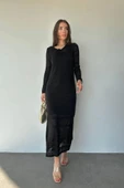 Siyah Astarlı Triko Elbise - 1
