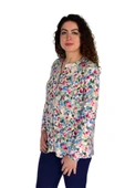 Kadın Çiçek Baskılı Düğmeli Viscon Bluz BGL-ST04275 thumbnail 3