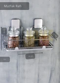 Mutfak Rafı Paslanmaz Banyo Rafı Yapışkanlı Baharatlık Tek Katlı Köşelik Şampuanlık Krom 12x31x13 thumbnail 2