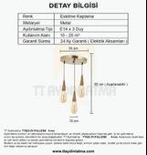 TT Aydınlatma TT023-3Y-FULLESK  Eskitme Kaplama 3 lü Damla Modeli Yuvarlak Avize - 4