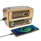 Concord RX-BT733S  Solar Güneş Enerji Panelli Nostaljik Radyo Bluetooth Hoparlör - 5