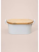 THE MİA STRİPE AHŞAP KAPAKLI EKMEK SAKLAMA KUTUSU BEYAZ 40*22*18 CM - 3