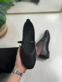 Günlük Siyah Kadın Babet Oval Burun İnce Bant Tokalı Kemer Ortopedik Ev İş Ofis Hafif Ayakkabı 113 - 2