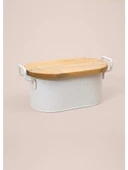 THE MİA STRİPE AHŞAP KAPAKLI EKMEK SAKLAMA KUTUSU BEYAZ 40*22*18 CM - 4