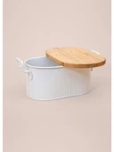 THE MİA STRİPE AHŞAP KAPAKLI EKMEK SAKLAMA KUTUSU BEYAZ 40*22*18 CM - 5