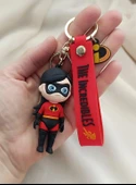 Anime İnanılmaz Aile Anahtarlık Silikon Oyuncak Araba Çanta Süsü 3D thumbnail 1