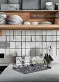 Tek Katlı Bulaşıklık Tezgah Üstü Tabaklık BPA FREE Bulaşık Sepeti Siyah - 1