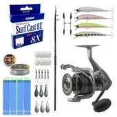 YekOutdoor Profesyonel Surf Olta Seti Okuma Ceymar Tele surf 4.30M 6 Parça Surf Kamışı&Okuma Tomcat TMC-8000 6+1bb Olta Makinesi - 1