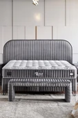 Line Visco Lüks Baza ve Başlık Seti 120x200 cm Tek Kişilik Baza ve Başlık Takımı Koyu Gri Babyface - 4