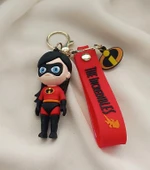 Anime İnanılmaz Aile Anahtarlık Silikon Oyuncak Araba Çanta Süsü 3D thumbnail 2