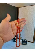 Ateş Kehribar Tesbih Kırmızı-beyaz Renkli Kapsül Kesim T-85 - 1