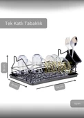 Tek Katlı Bulaşıklık Tezgah Üstü Tabaklık BPA FREE Bulaşık Sepeti Siyah - 2