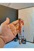 Ateş Kehribar Tesbih Bal Rengi Beyzi Kesim T-86 - 1