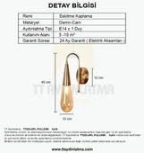 TT Aydınlatma TT023-APL-FULLESK  Damla Modeli Full Eskitme Tekli Aplik - 4