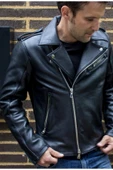 NYC GİYİM TEKSTİL Dana Derisi kalın biker mont motorcu - 7