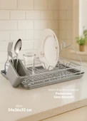 Tek Katlı Bulaşıklık Tezgah Üstü Tabaklık BPA FREE Bulaşık Sepeti Gri thumbnail 1