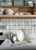 Tek Katlı Bulaşıklık Tezgah Üstü Tabaklık BPA FREE Bulaşık Sepeti Gri - 1