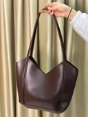 Kadın Fermuarlı Ve Çıtçıt Kapamalı Shopper El Ve Omuz Çantası - 1