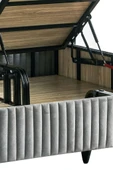 Niron  Line Visco Lüks Baza ve Başlık Seti 160x200 cm Çift Kişilik Baza ve Başlık Takımı Koyu Gri Babyface - 5