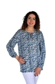 Kadın V Desen Baskılı Viscon Bluz BGL-ST04285 thumbnail 5