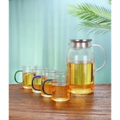 Borosilikat Cam Sürahi ve 4'lü Fincan Seti - 1