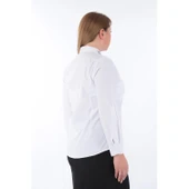 Kadın Yakası Taşlı Cotton Klasik Büyük Beden Ofis Gömlek - 44377 - 3