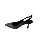 YAZKIŞ Kadın Siyah Gümüş Üzeri Full Taş Önü Sivri Arkası Açık 8cm İnce topuk Ayakkabı thumbnail 7