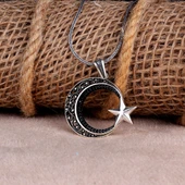 925 AYAR GÜMÜŞ TELKARİ AYYILDIZ MODEL 2 KOLYE thumbnail 3